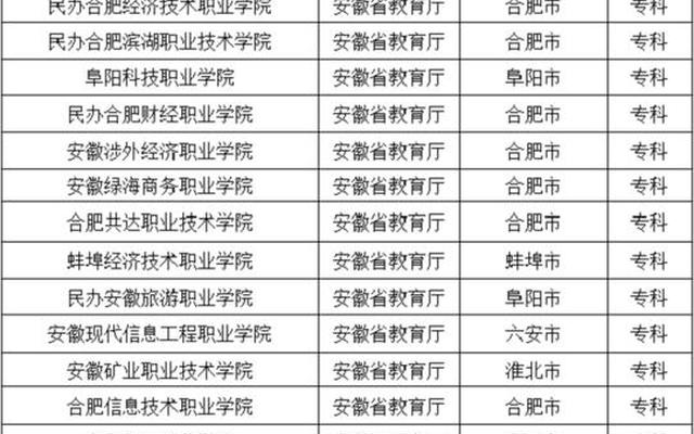 安徽高考10000名能上什么学校