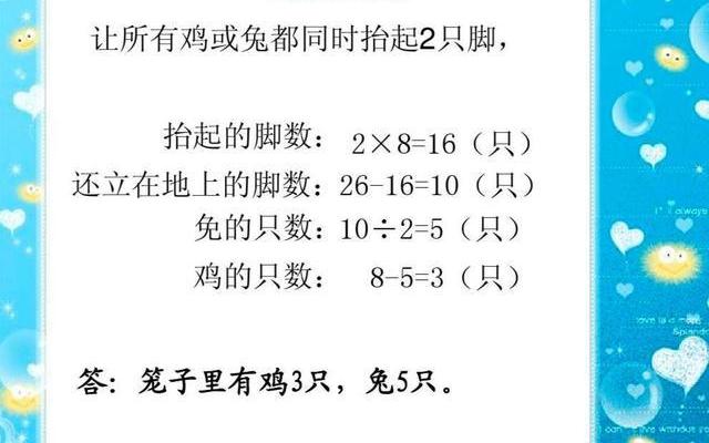 四年级下册鸡兔同笼问题口诀