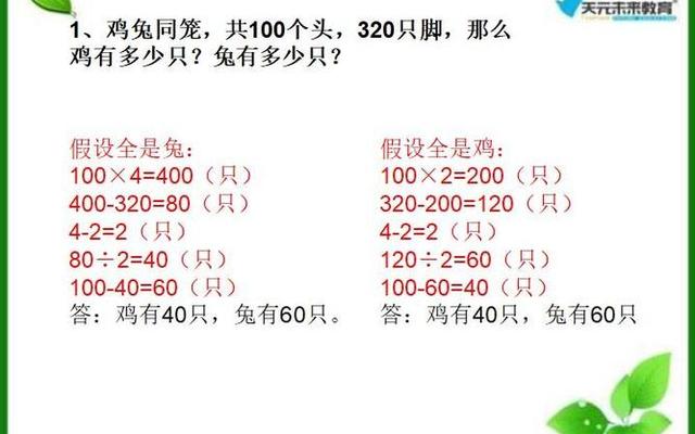 四年级下册鸡兔同笼正确解答方法