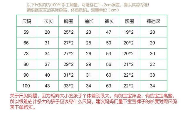 儿童内衣尺码对照表(儿童裤子腰围尺码对照表)